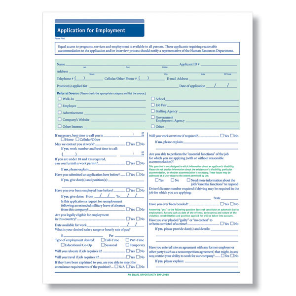 Blank Job Applications for Salary Employees - Downloadable