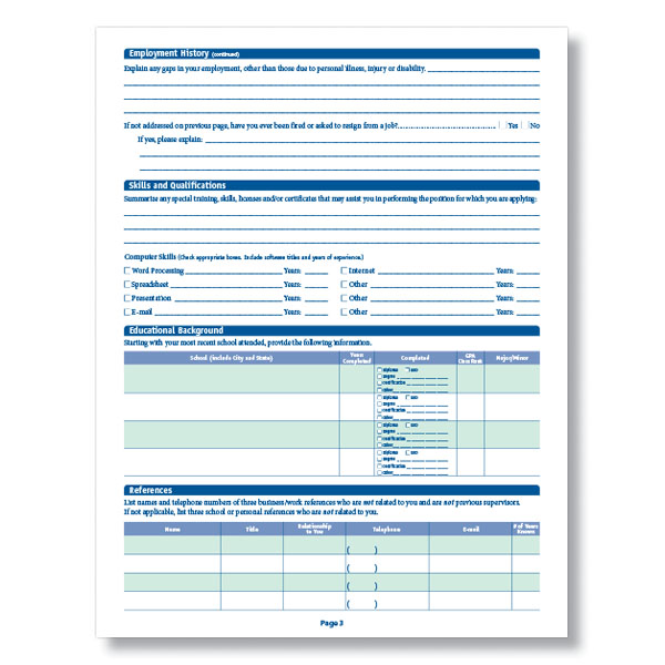 Blank Job Applications for Salary Employees