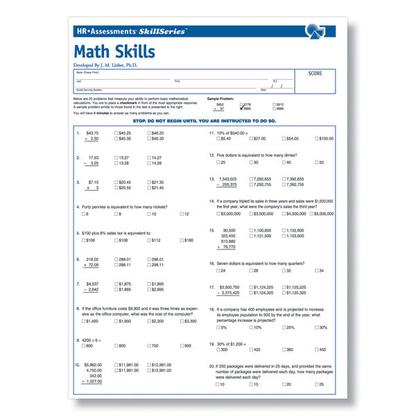 workplace-math-skills-online-test