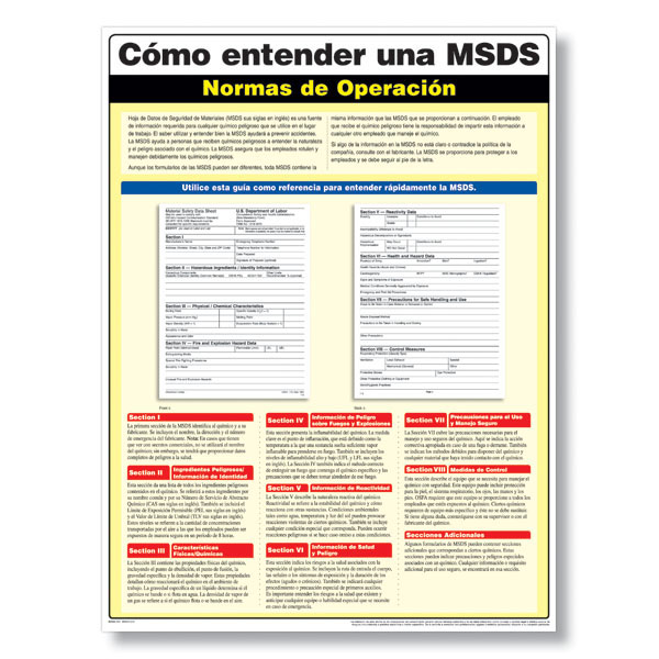 MSDS Compliance Poster in Spanish MSDS Compliance
