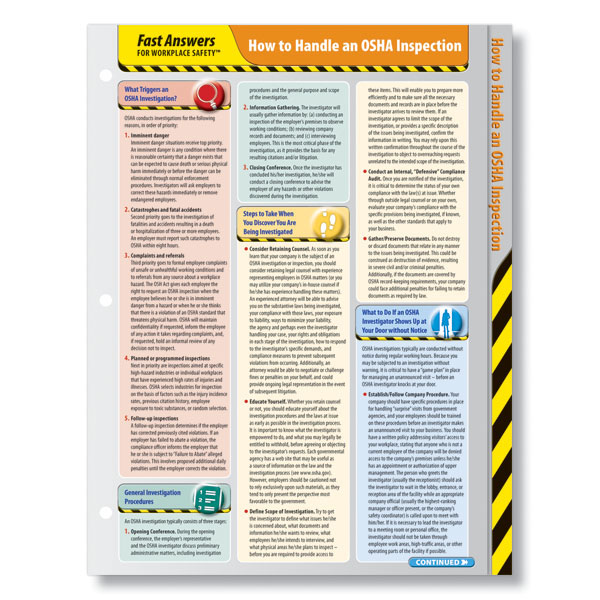 Reference Card for How to Handle OSHA Inspections