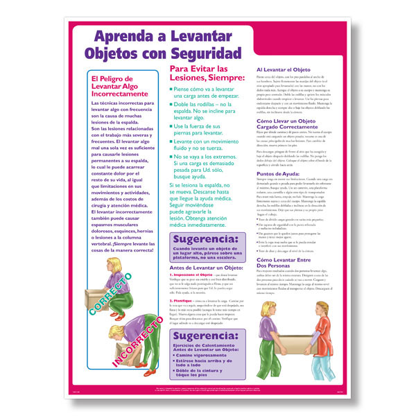 Lifting Safely at Work Poster Spanish