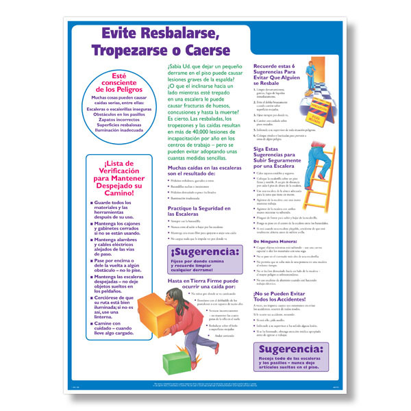 Slips, Trips & Falls Safety Poster in Spanish