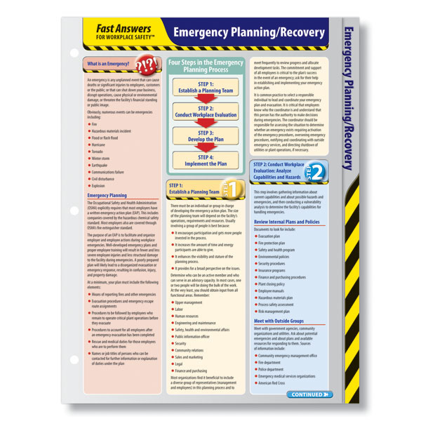 Emergency Planning Reference Card | OSHA Emergency Action Plan